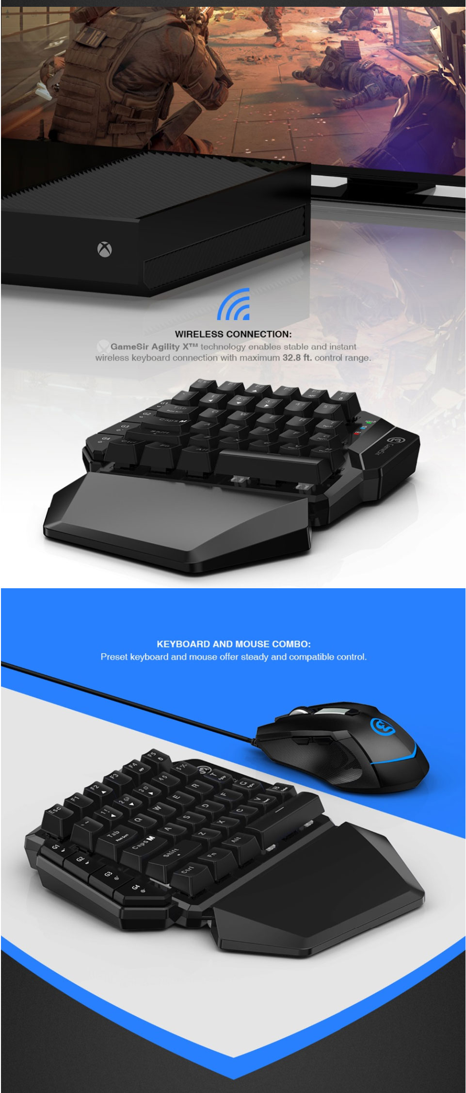 Gamesir VX AimSwitch Keyboard Mouse Gamepad Converter Single Hand Mechanical Keyboard For PS4/PS3/Xbox One/Nintendo Switch/PC 6