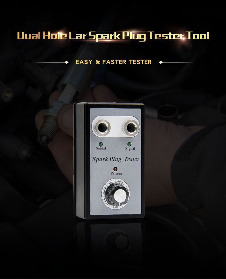 Double Hole Car Spark Plug Tester Tool Ignition Tools Automotive Diagnostic Analyzer for 12V Gasoline Vehicle