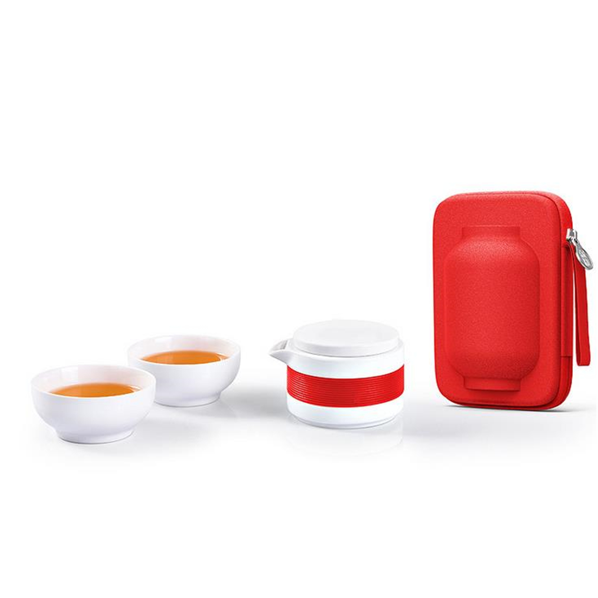 

3PCS / Set 3 In 1 Tea Cup Ceramic Tea Set Portable Kung Fu Tea Pot With Bag Chinese Travel