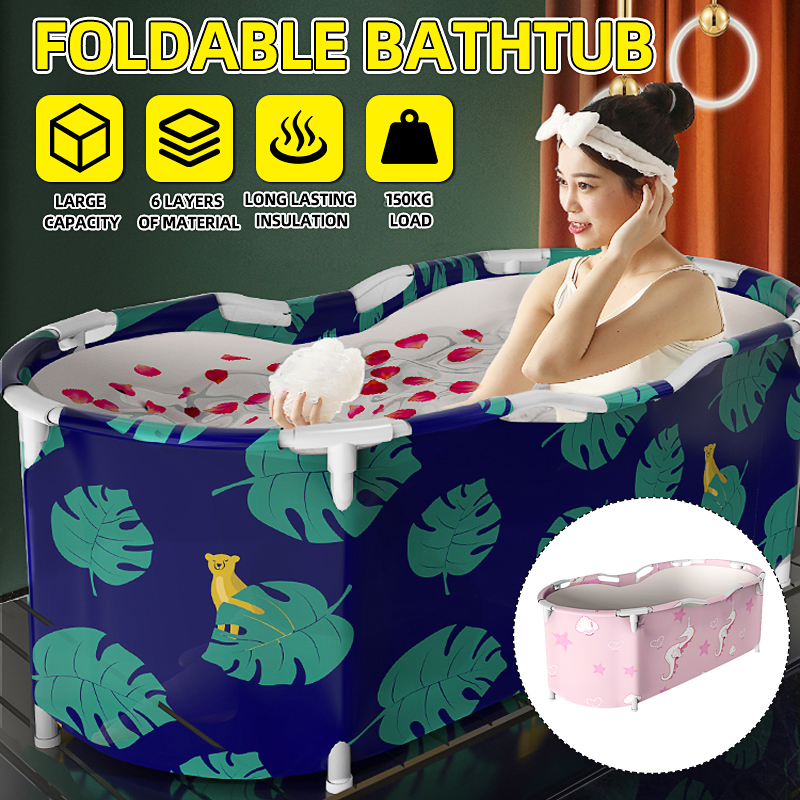 Portable Bathtub Water Tub Folding PVC Adult Spa Bath Bucket Rectangle Home 1