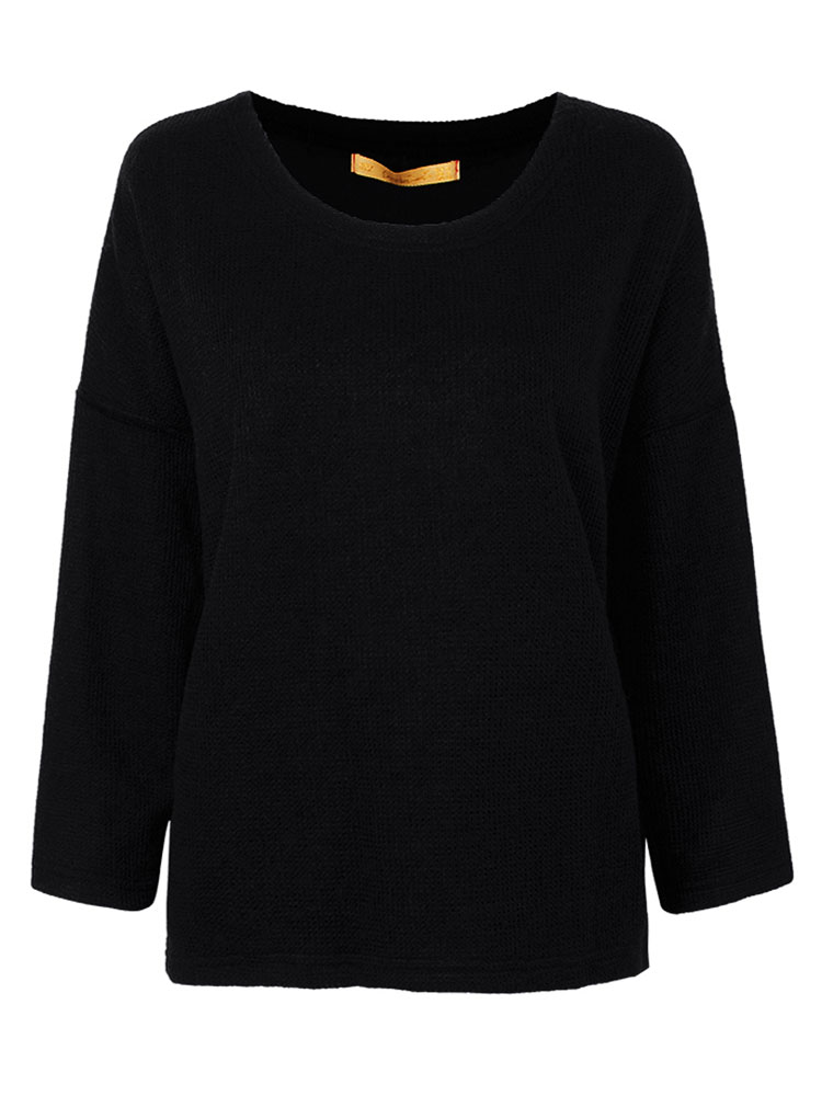 

Casual Loose Women Solid Asymmetrical Hem Pullover Sweater