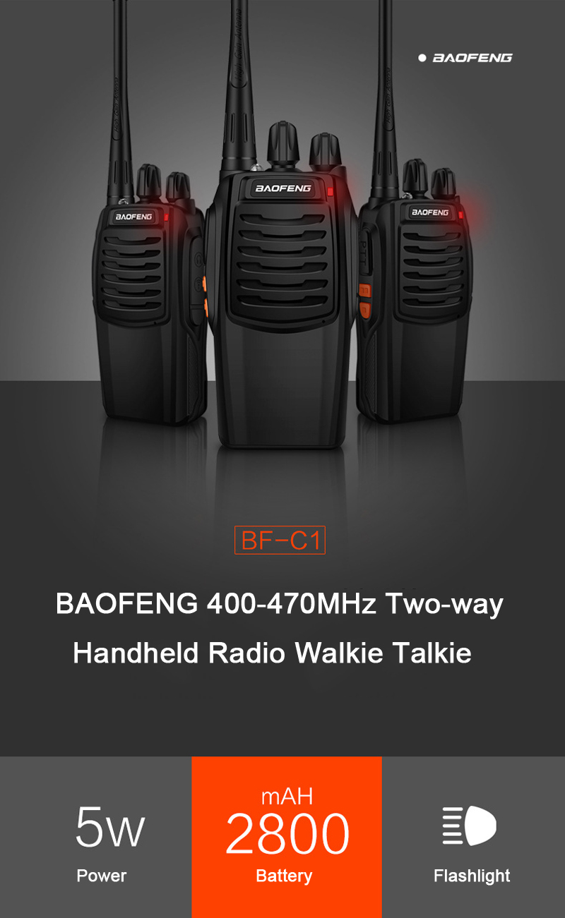 BAOFENG BF-C1 16 Channels 400-470MHz 1-10KM Dual Band Two-way Portable Handheld Radio Walkie Talkie 9