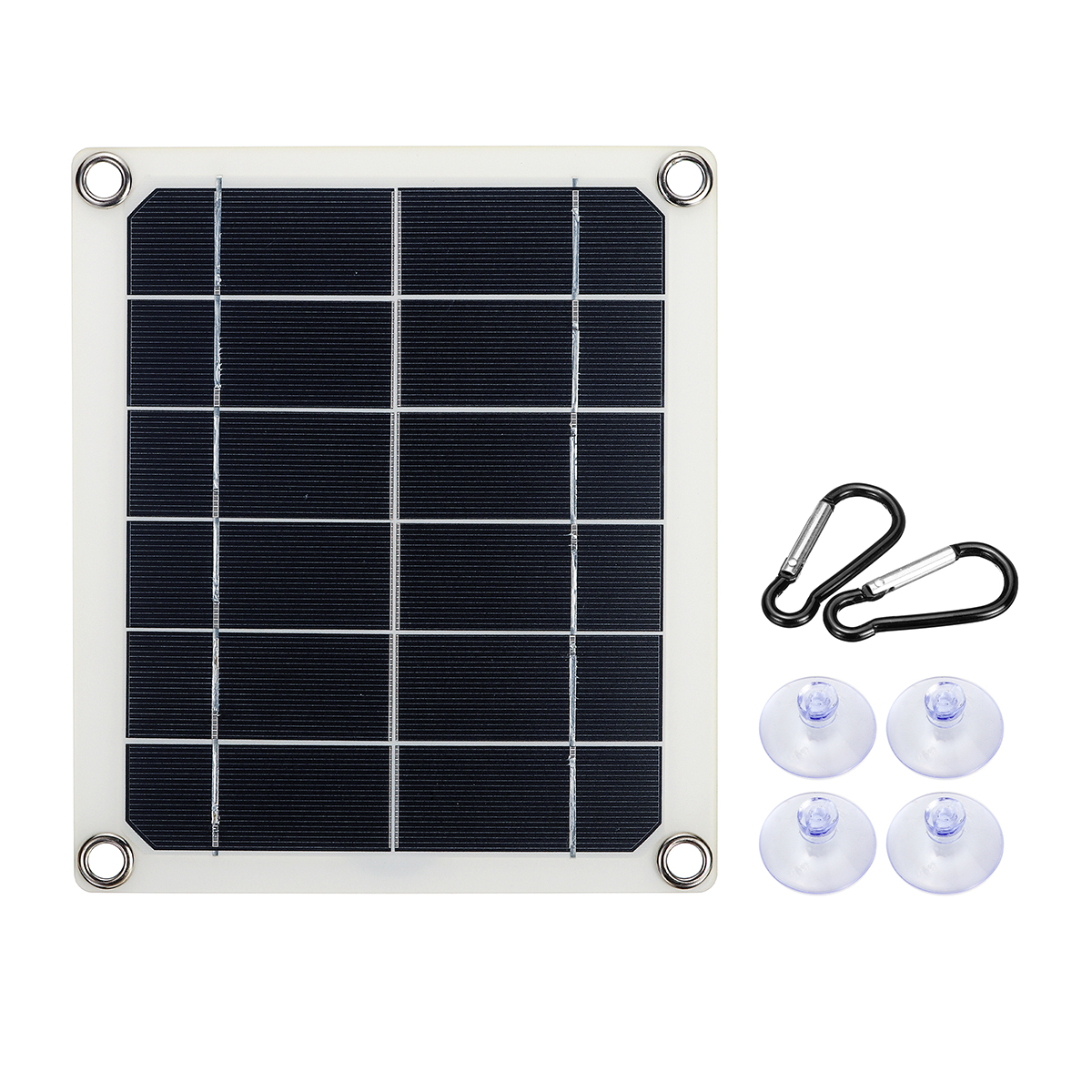 

5W 5V Semi-Flexible Monocrystalline Solar Panel with Junction Box Dual USB Charger + 4xSucker + 2xCarabiner Kit for Outdoor Charger