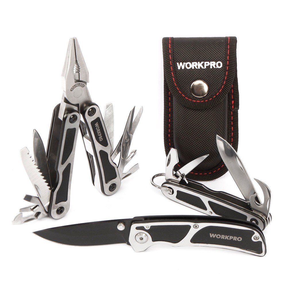 

WORKPRO 3Pcs Camping Tool Set Multi Pliers Tactical Cutter Saw Bottle Opener Scissor Screwdriver Survival Tool Kits