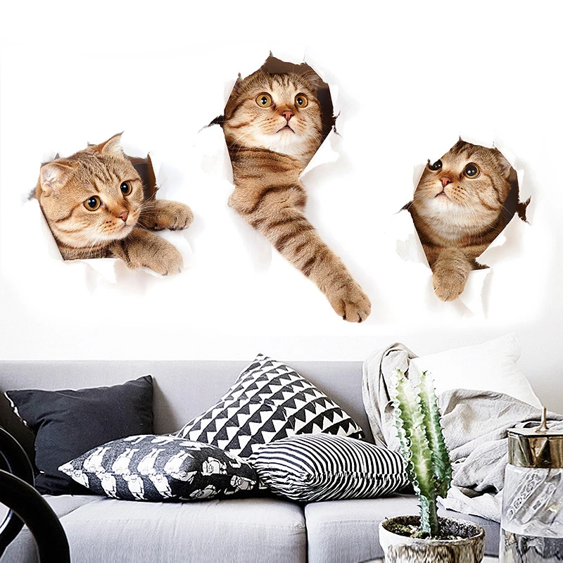 Miico 3D Creative PVC Wall Stickers Home Decor Mural Art Removable Cat Wall Decals