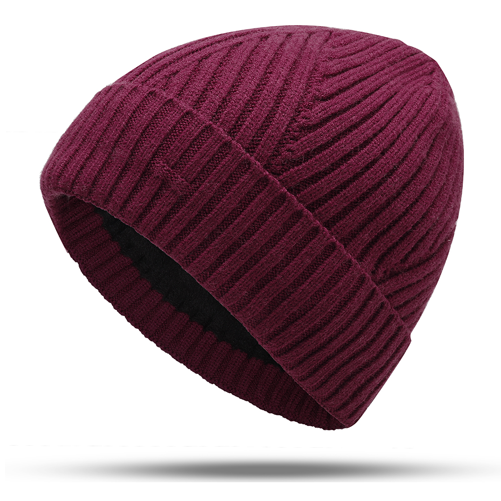 

Mens Winter Plus Velvet Stripe Knitted Hat Warm Brimless Hat