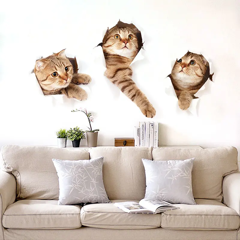 Miico 3D Creative PVC Wall Stickers Home Decor Mural Art Removable Cat Wall Decals