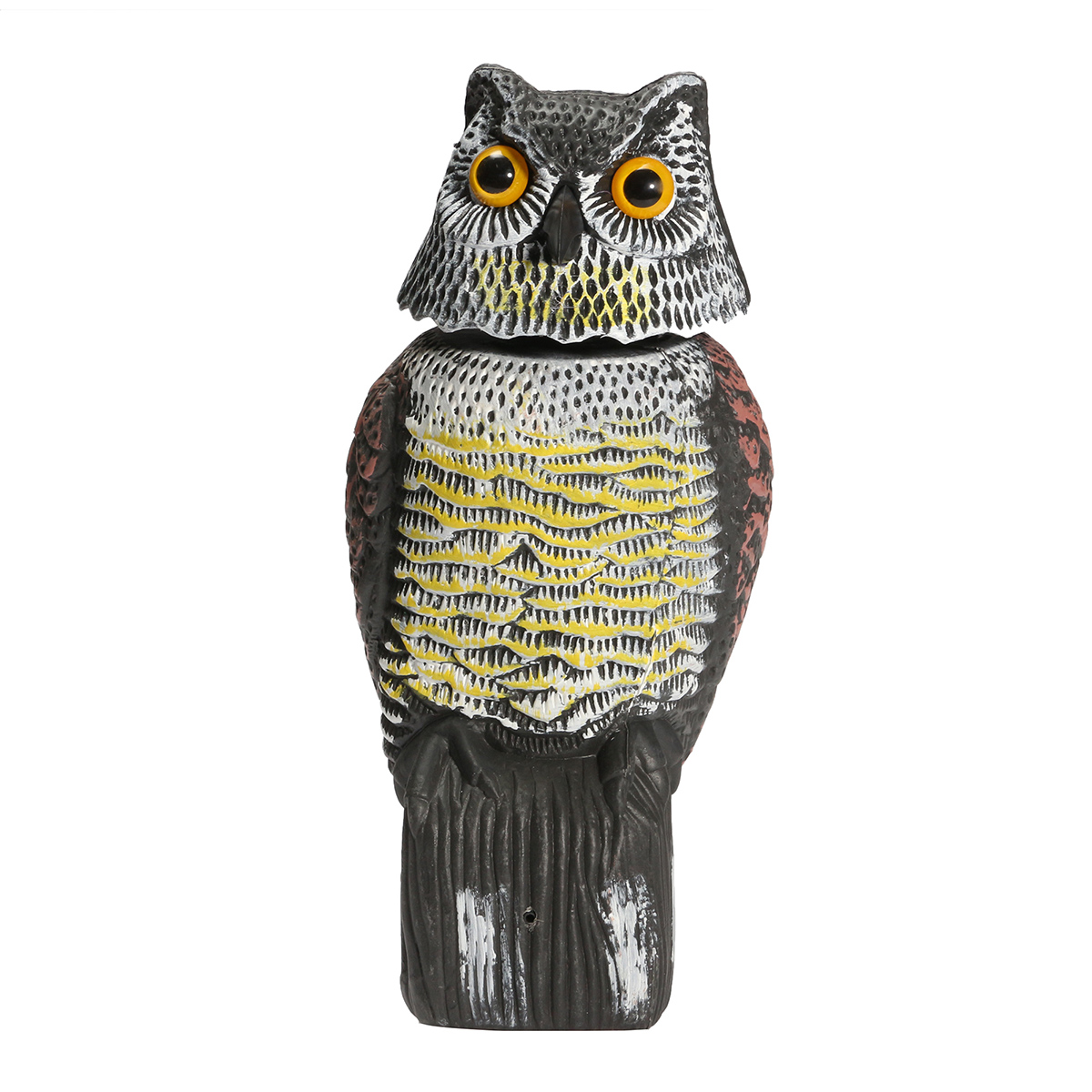 Artificial Resin Owl with Rotating Head Garden Yard Landscape Ornament Outdoor Hunting Decoy