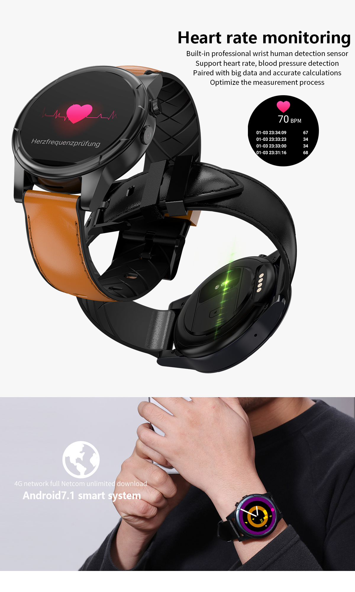 JSBP X361 4G 3+32G WIFI GPS Watch Phone 1.61'' Touch Panel Waterproof Smart Watch Fitness Sports Bracelet 12