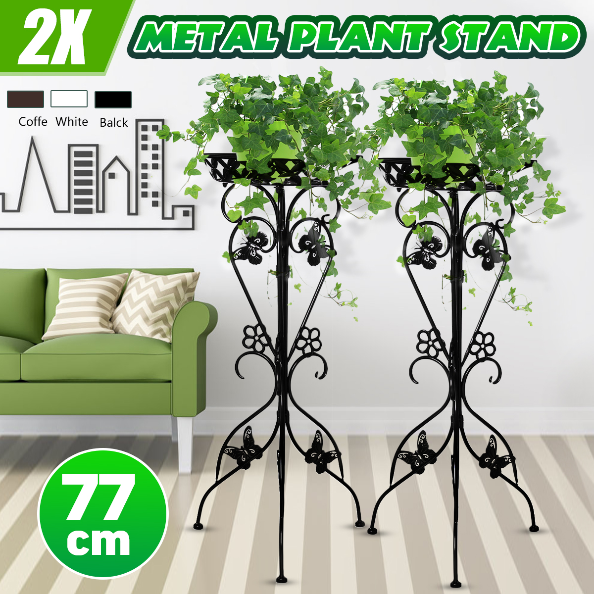 Metal Plant Display Stand Flower Pot Holder Shelf Garden Patio Indoor Outdoor 26