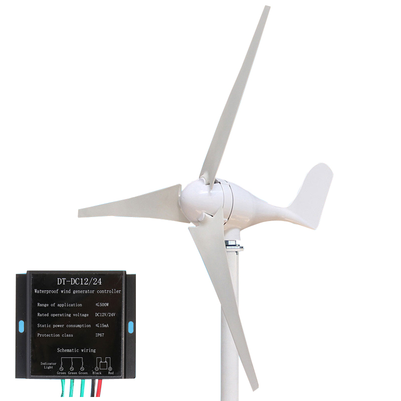 

12V/24V 500W 3 Blades Horizontal Residential Wind Turbine Generator + Controller