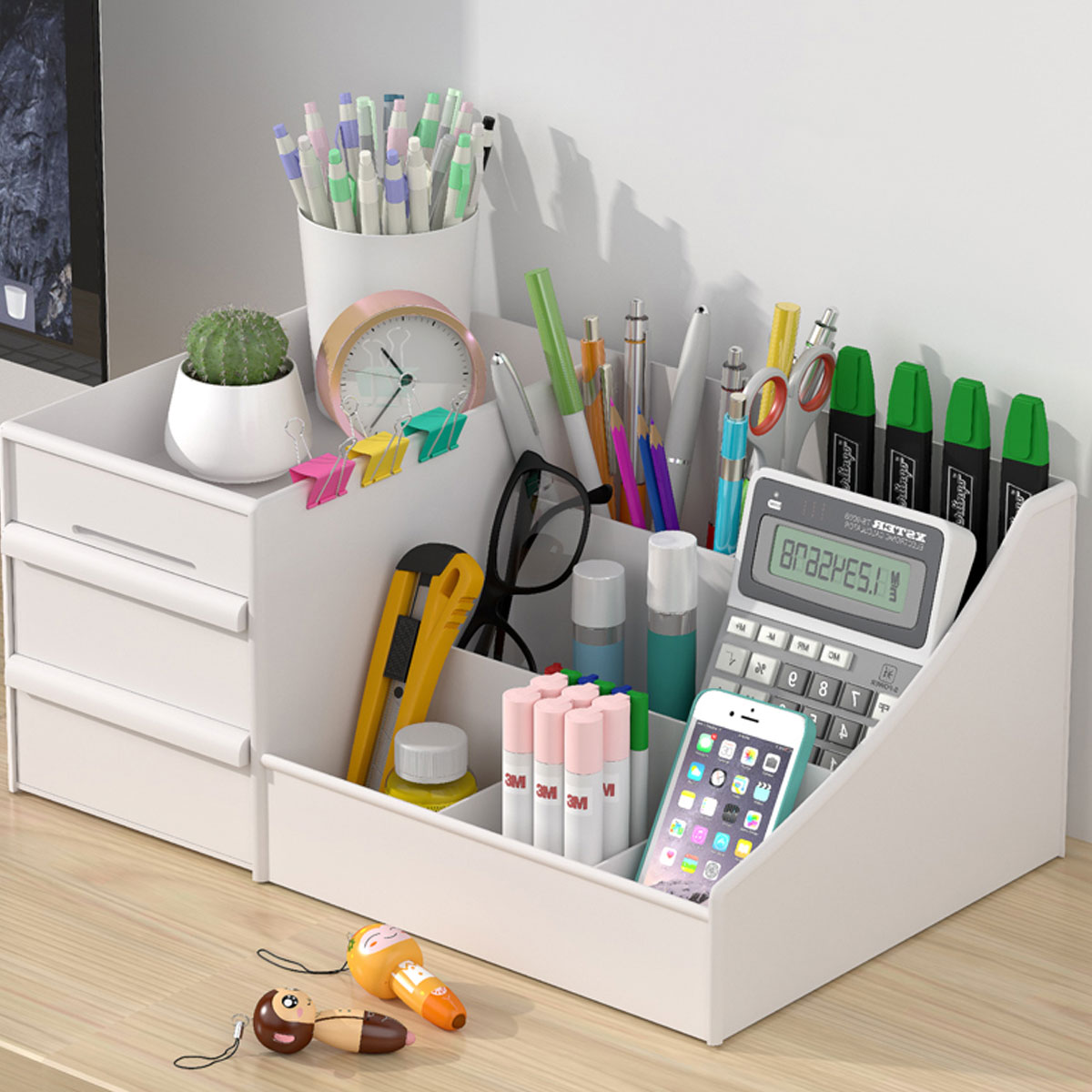 Plastic Desktop Organizer Makeup Cosmetic Storage Box Case Stationery Pen Holder Home Decorations—7