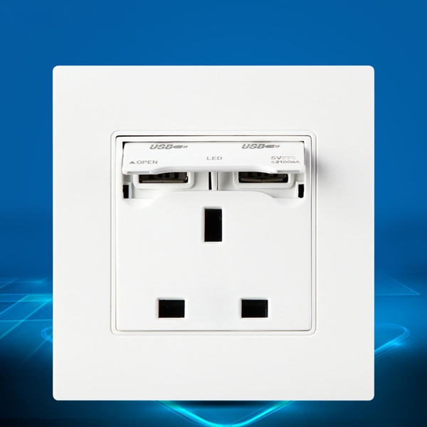 

Excellway® KI01 250V 13A UK Plug Dual USB Port Wall Charger Adapter Socket
