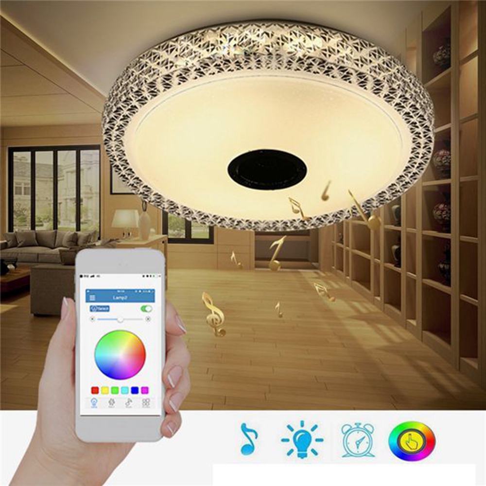 48W RGB Smart Dimmable 36 LED Ceiling Light bluetooth Speaker APP Control Lamp AC110-260V