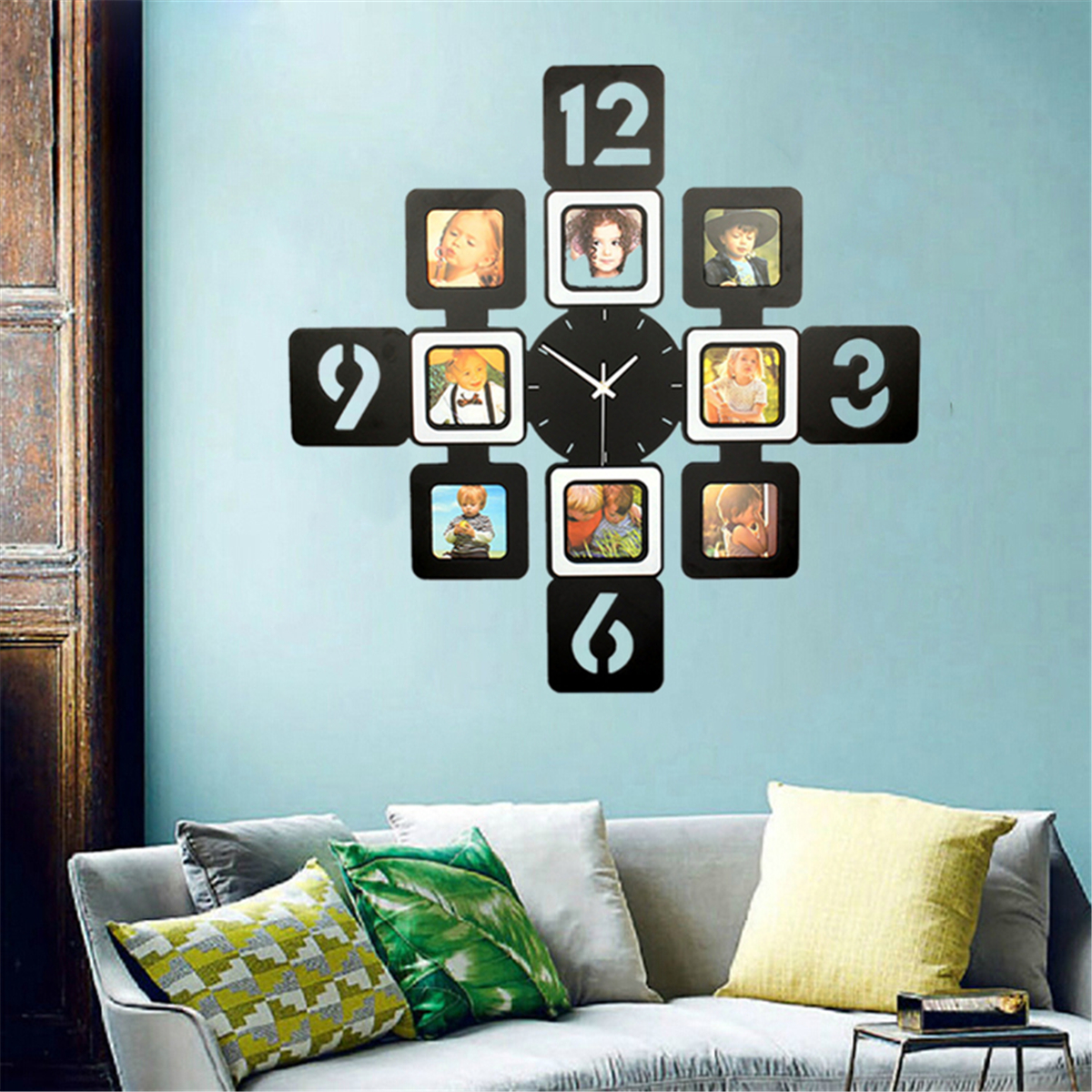 

70x70cm Living Room Bedroom Wall Clock Photo Frame Time Modern Trendy Latest Silent Big Christmas Gift Marriage Anniversary Present