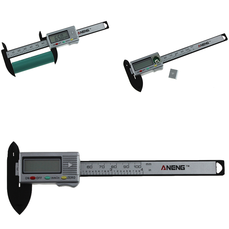 

ANENG 0-100mm 4inch LCD Digital Electronic Vernier Caliper Gauge Micrometer Carbon Fiber