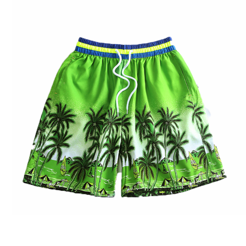 

S-5292Men Shorts Summer Beach Pants Coconut Trees Leisure Trousers Quick-drying Surfing Board Shorts