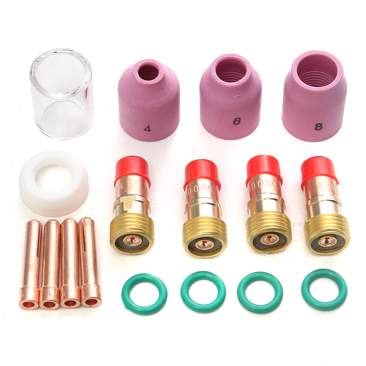 

17 PCS Welding Torch Gas Lens Glass Cup Kit For TIG WP-17/18/26 Series .040" 1mm