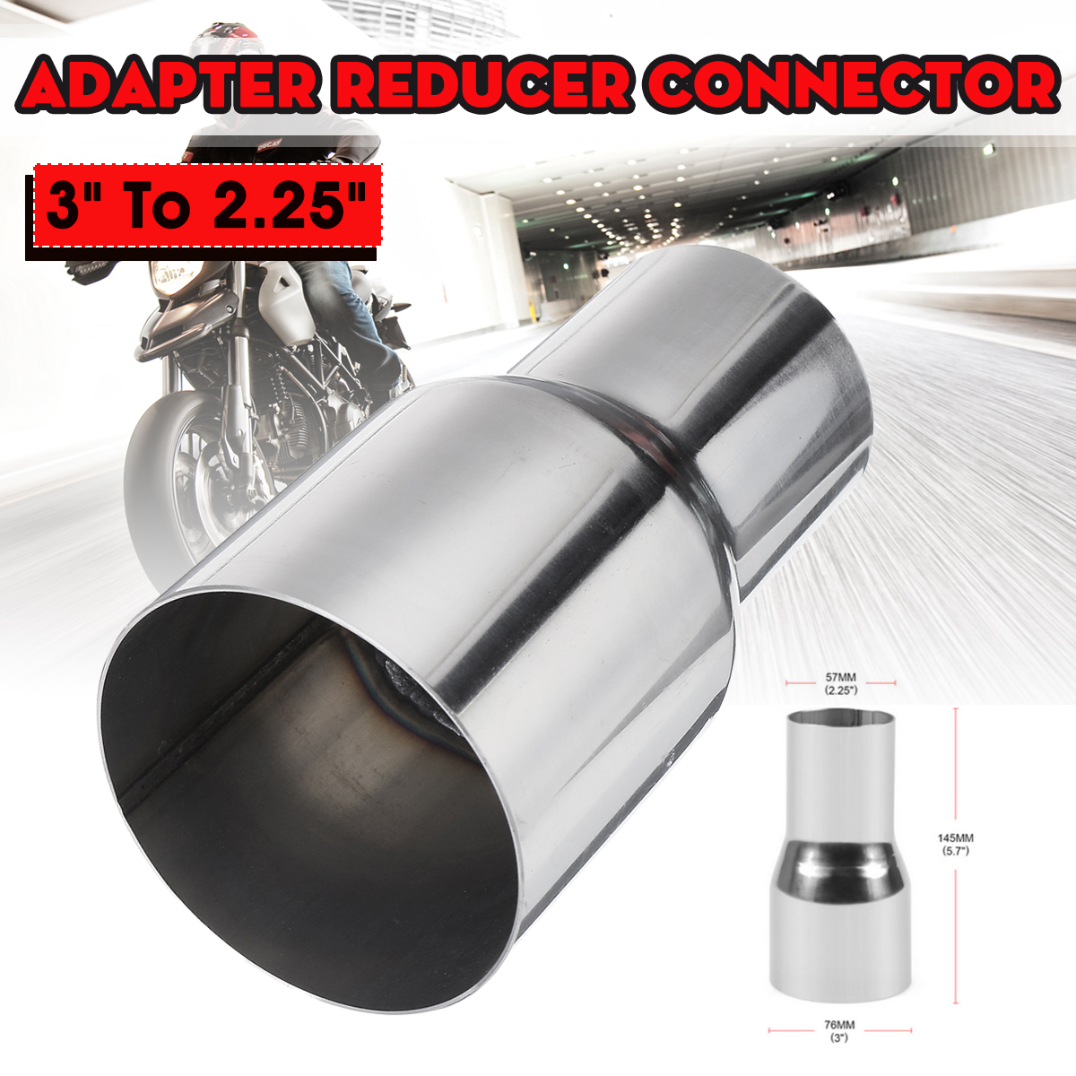 3 Inch To 2.25 Inch Exhaust Reducer Connector Adapter Pipe Tube