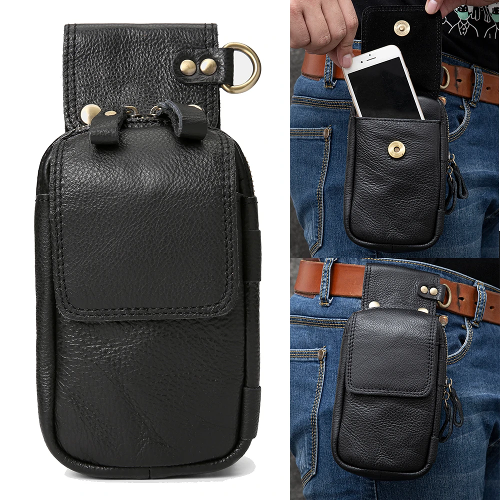 Find Retro First Layer Genuine leather Mobile Phone Storage Bag Wallet Belt Waist Packs for Sale on Gipsybee.com