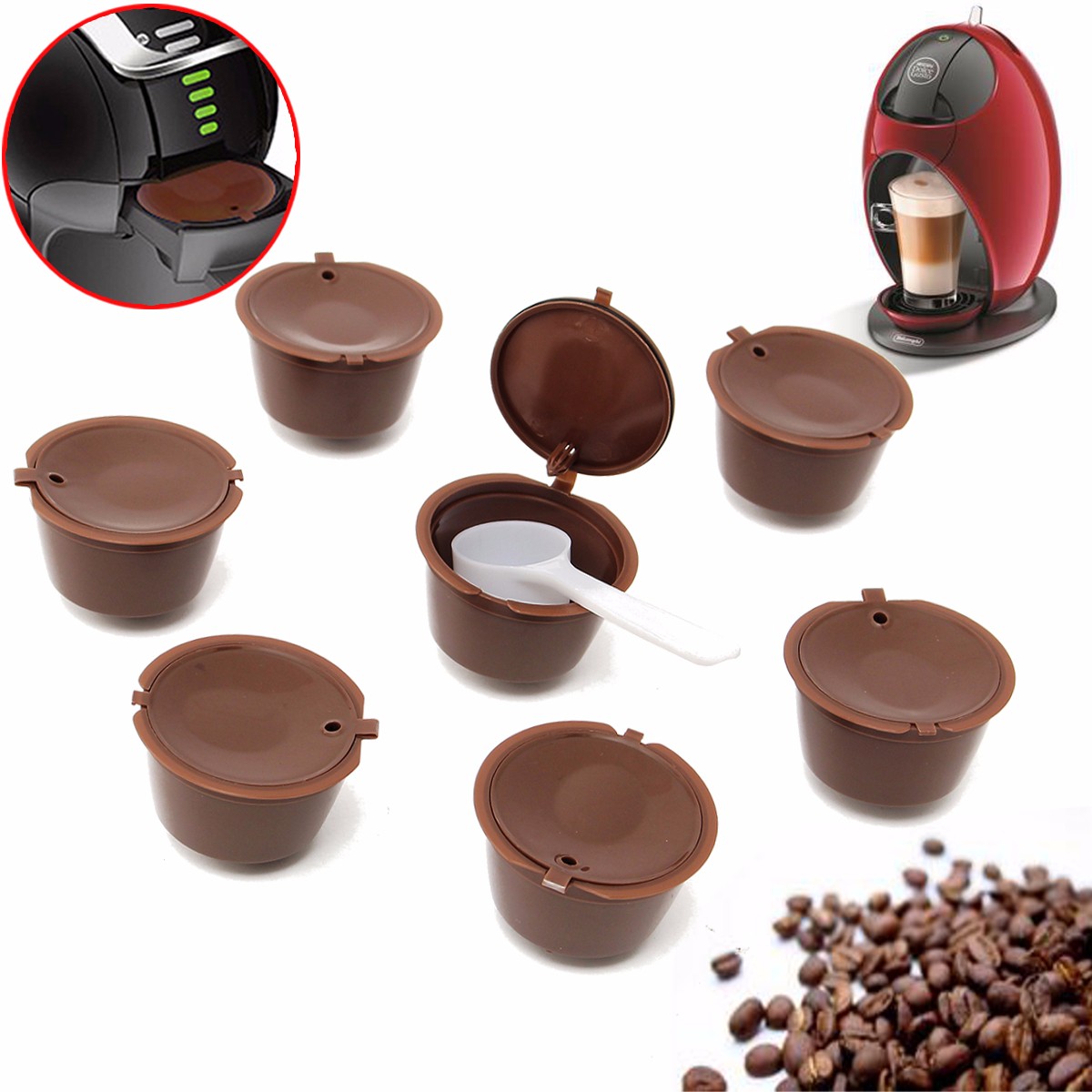 

8Pcs Set Refillable Coffee Capsules for Dolce Gusto Reusable Brewers Refill Coffee Cup Filter