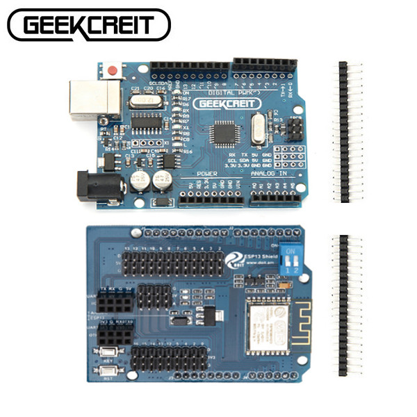 

Geekcreit® UNO R3 For Arduino No USB Cable With ESP8266 WiFi Expansion Board ESP-13 Shield