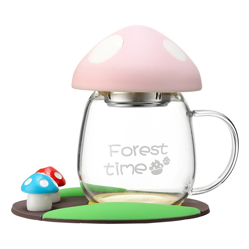 

Творческий тренд стекла милый супер милый гриб чашка портативный ручной чашки девушка чашка чая чашка 280 мл