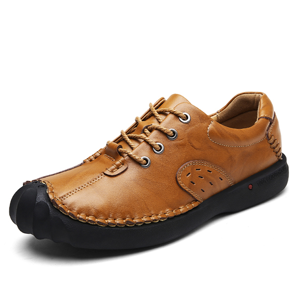 

Мужчины Soft Ручная вышивка Анти Столкновение с пальцами Натуральная Кожа Обувь для вечерних ботинок Comfy Oxfords