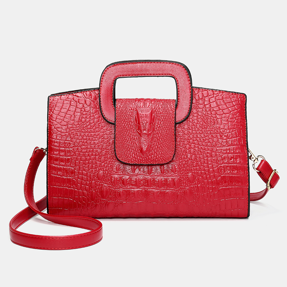 

Women Retro PU Leather Handbag Hand Crocodile Pattern Crossbody bag