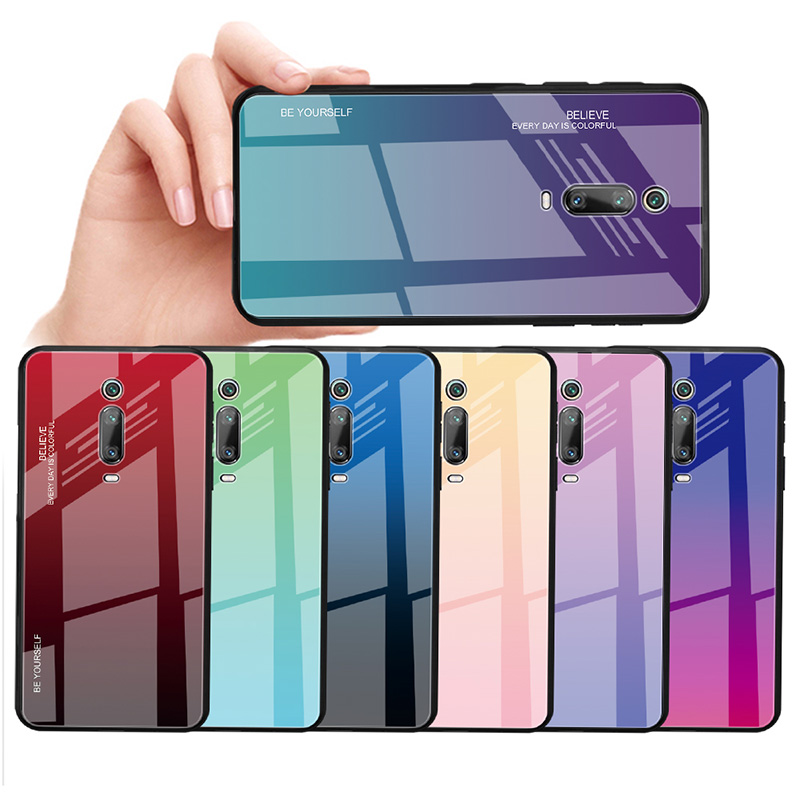

Bakeey Gradient Color Закаленное стекло + Soft ТПУ Задняя крышка Защитная Чехол для Xiaomi Mi 9T / Xiaomi Mi9T Pro / Xiaomi Redmi K20/Redmi K20 PRO
