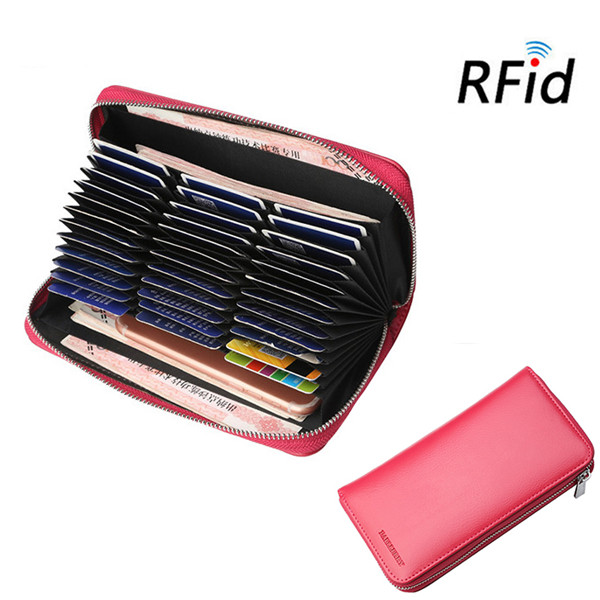 

RFID Women Genuine Leather 36 Card Slot Phone Purse Wallet