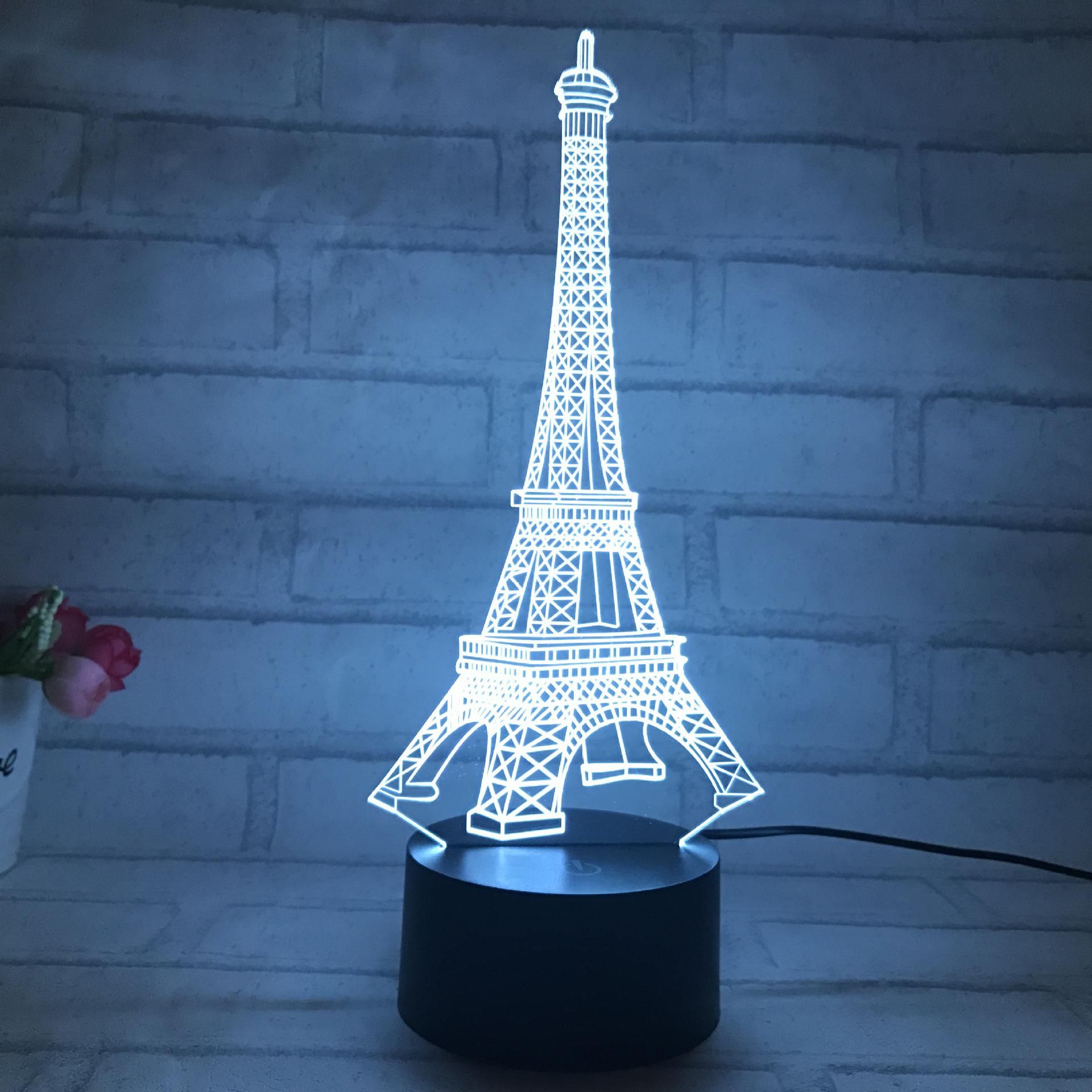 

Эйфелева башня Led 3d USB Лампа Стереоскопический ночной свет сенсорный выключатель стол постепенно