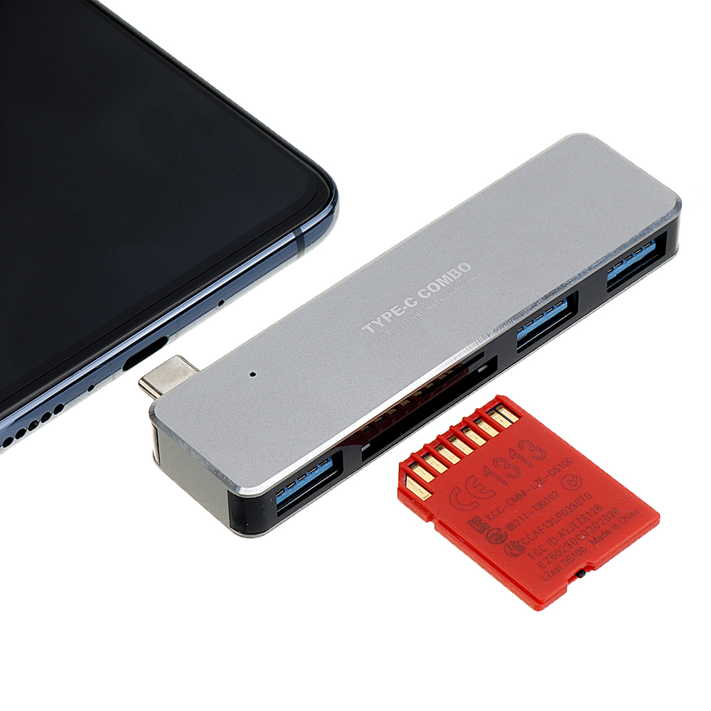 

Bakeey 5 в 1 Type-C Адаптер USB-C USB-концентратор с 3 портами USB 3.0 Устройство чтения карт памяти для ноутбука MacBook