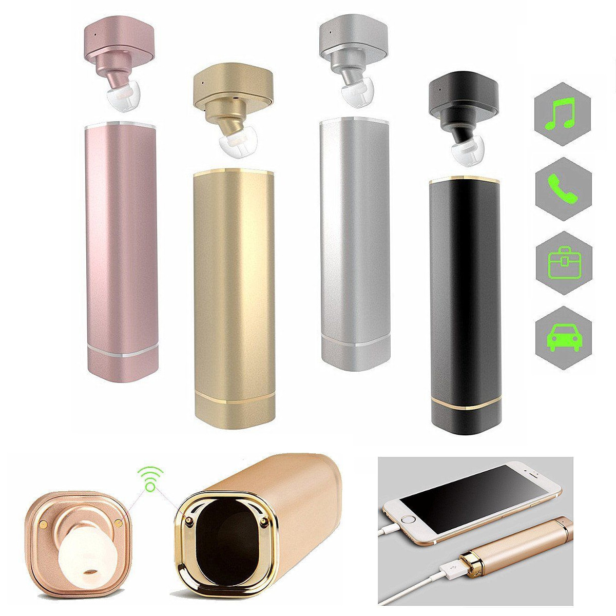 Find 2 in 1 Portable Mini Wireless bluetooth Earphone Headphone With USB Power Bank for Sale on Gipsybee.com with cryptocurrencies