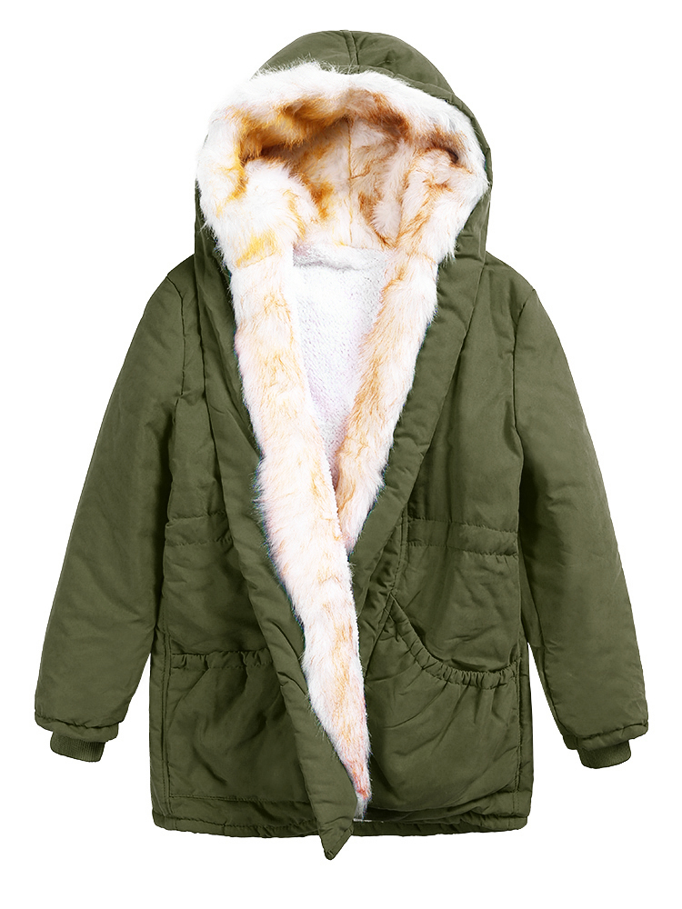 

Женское толстое хлопковое пальто с капюшоном с эластичной талией