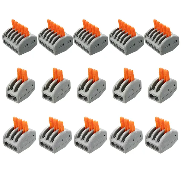 Excellway® ET25 2/3/5 Pins Spring Terminal Block 5Pcs Electric Cable Wire Connector 