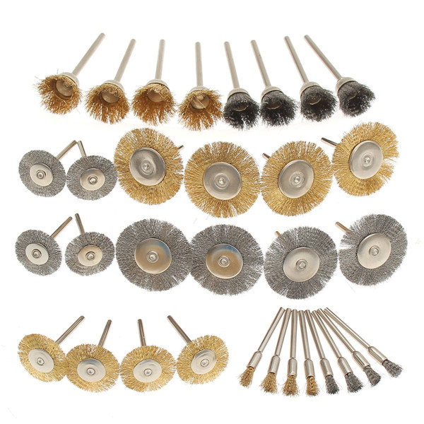 

32pcs Wire Steel Brass Brushes Polishing Brush Wheels Set for Dremel Rotary Tool