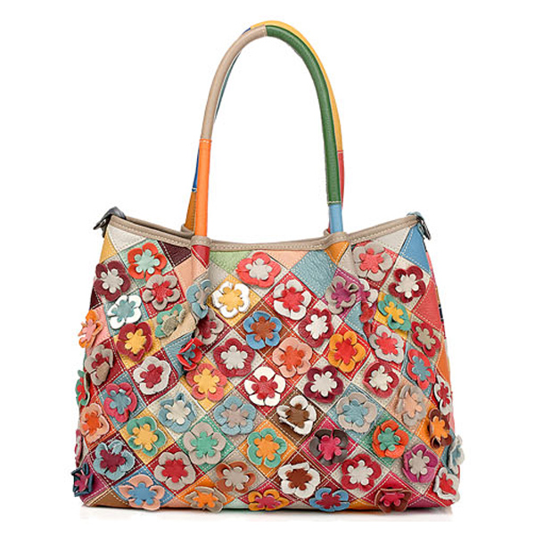 

Женское Пэчворк Натуральная Кожа Цветочная сумочка