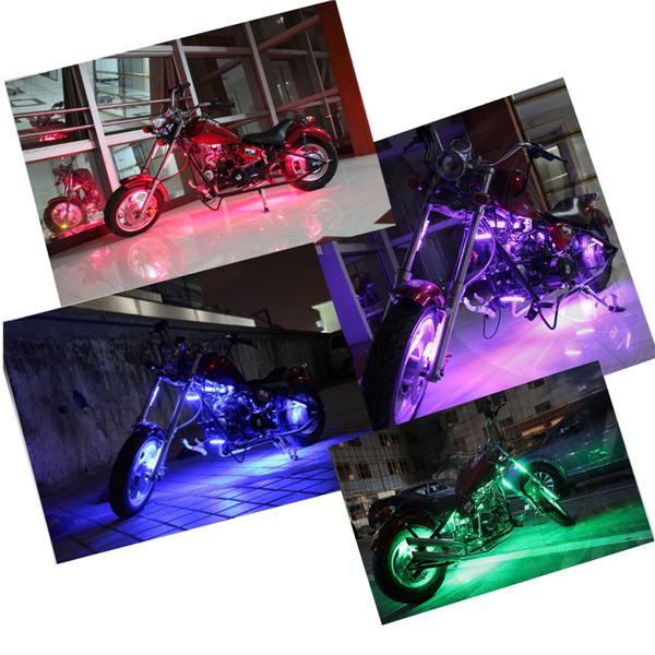 Multicolore lueur néon moto télécommande sans fil 5050 LED lumière clignotante 12 bandes