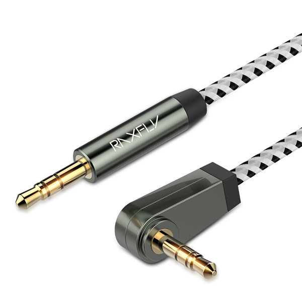 

RAXFLY 90 Degree Angle 3.5MM Jack Male To Male AUX Audio Cable 1m For Phone Speaker Headphone MP3
