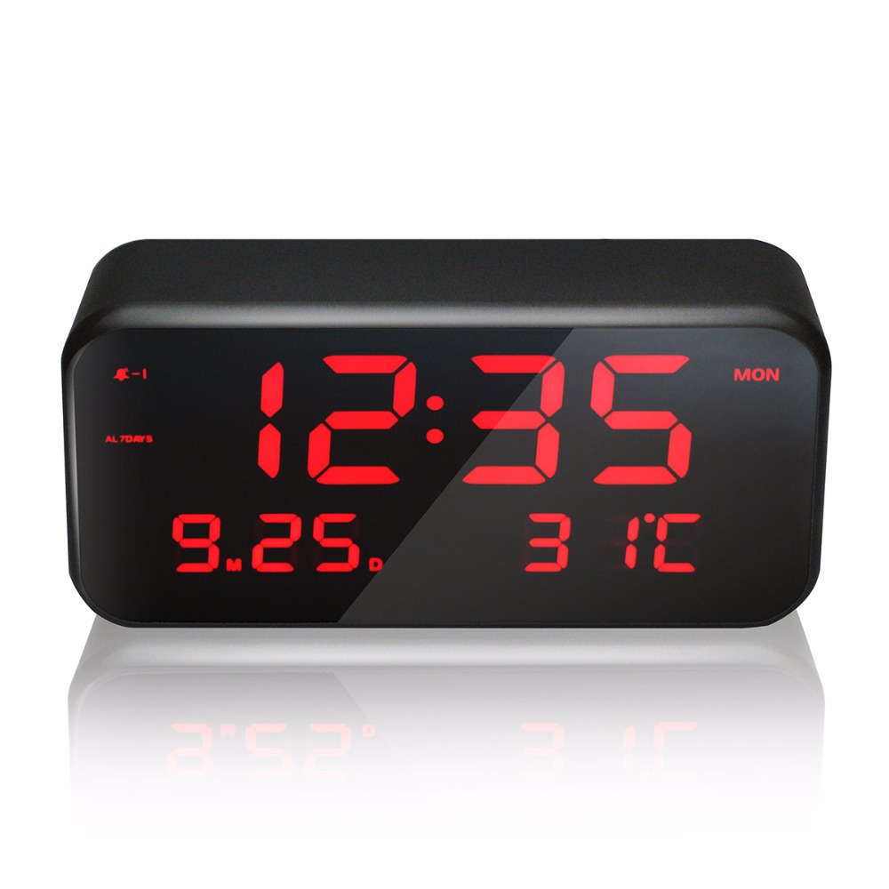 

VST CL-003 Big Screen LED Digital Multi-function Music Alarm Clock with Temperature Snooze Date And Week Desktop Digital Bedside Mirror Clock