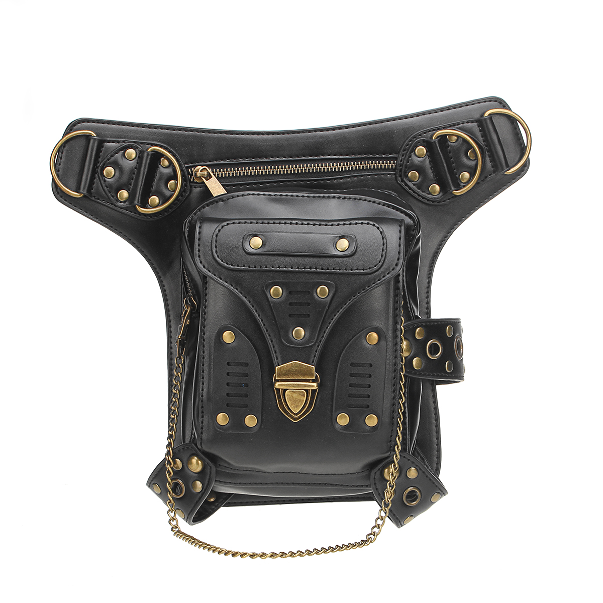 

PU Leather Waist Bag Steampunk Multifunctional Shoulder Travel Fashion Crossbody Bag