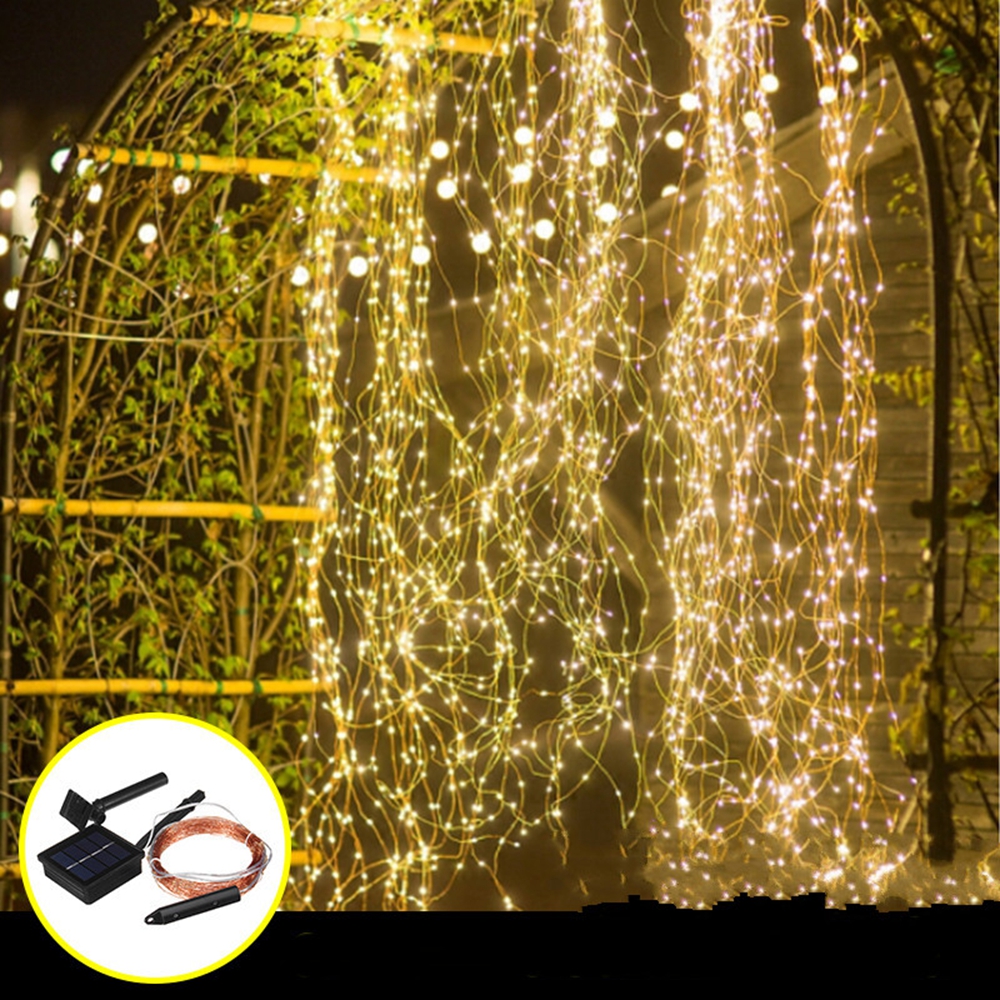

Солнечная Powered 8 режимов 100 LED Рождественская елка Фея String Свадебное Главная Party Light Медь Провод DC2V