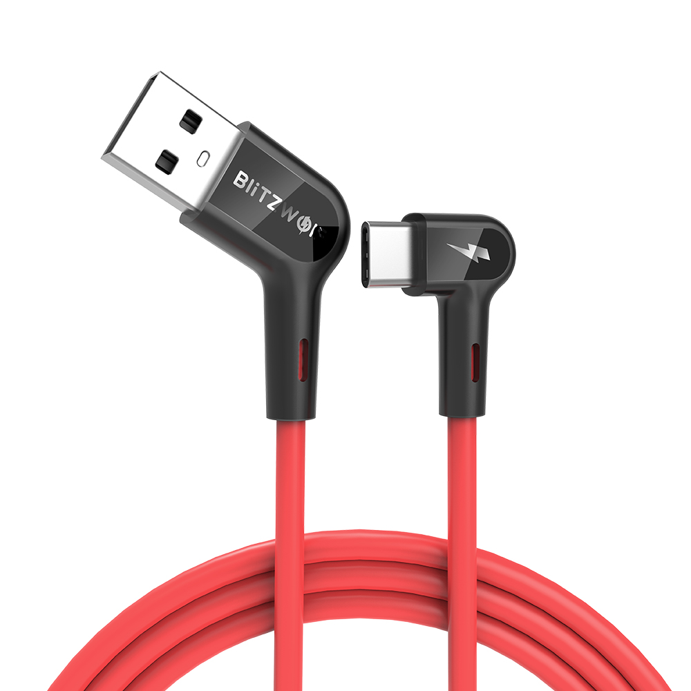

Blitzwolf® BW-AC1 3A 90°Right Angle USB A to Type-C Data Cable 0.9m 1.8m for Gaming Mobile Phone Samsung Xiaomi HUAWEI