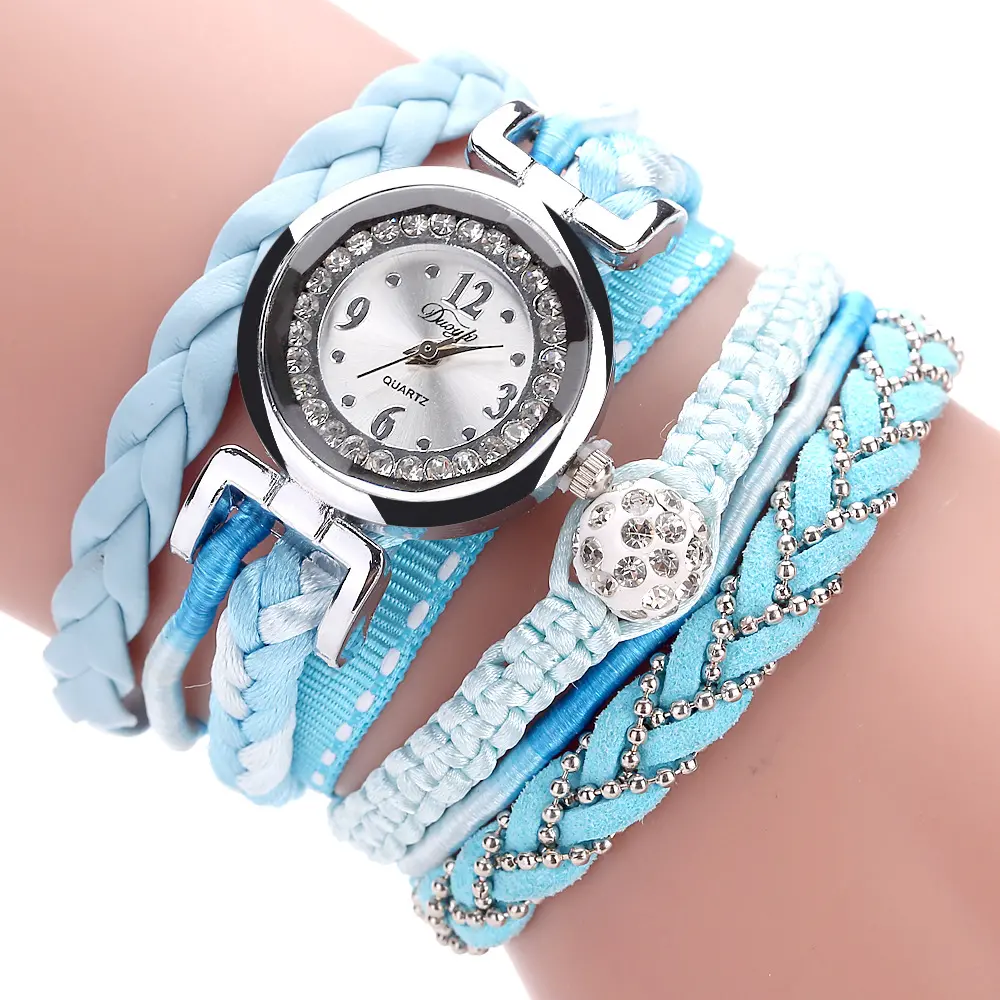 DUOYA DY080 Reloj de pulsera de mujer de cuerda fina de cuero de moda Relojes de cuarzo trenzado
