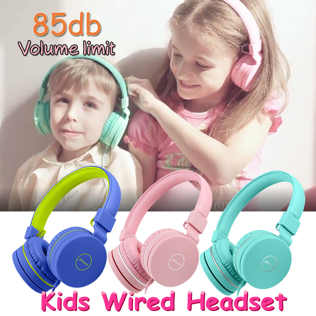Portable Foldable Kids Childs Headphone Soft 3.5mm Wired Stereo Music Headset with Mic 8