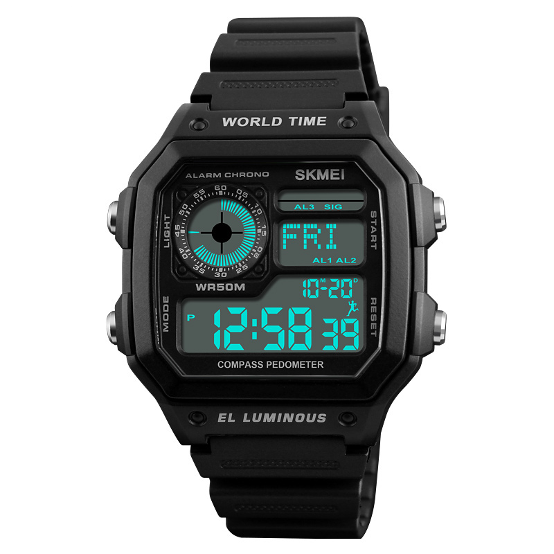 

SKMEI 1373 Обратный отсчет Компас Водонепроницаемы LED Цифровые часы Спортивные мужские наручные часы в стиле