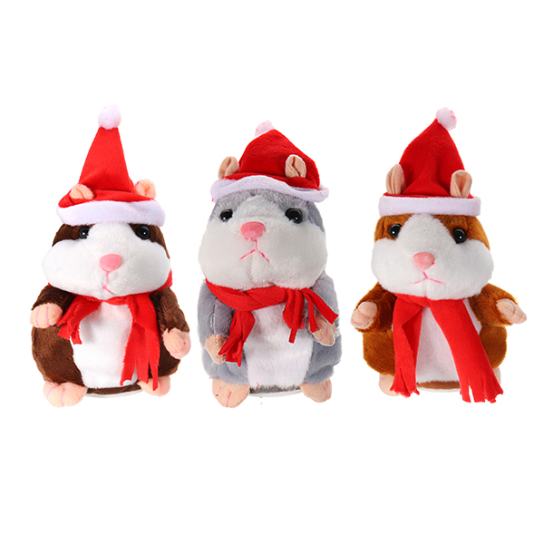 

18CM Lovely Talking Hamster Christmas Plush Toy Speak Talking Sound Record Hamster Talking Toys