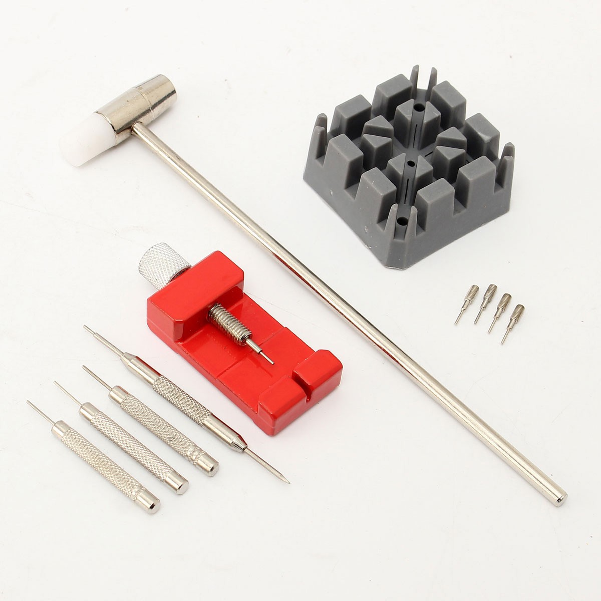 

11PCs Watch Strap Holder Link Pin Remover Hammer Spring Bar Pins Repair Tool Kit