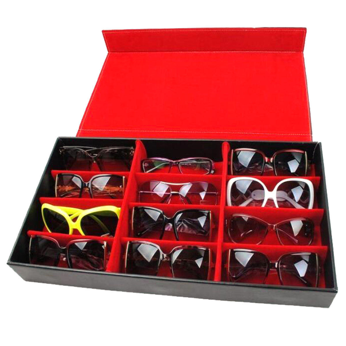 

12 Slot Grid Eyeglass Display Storage Stand Case Box Holder Sunglasses Glasses